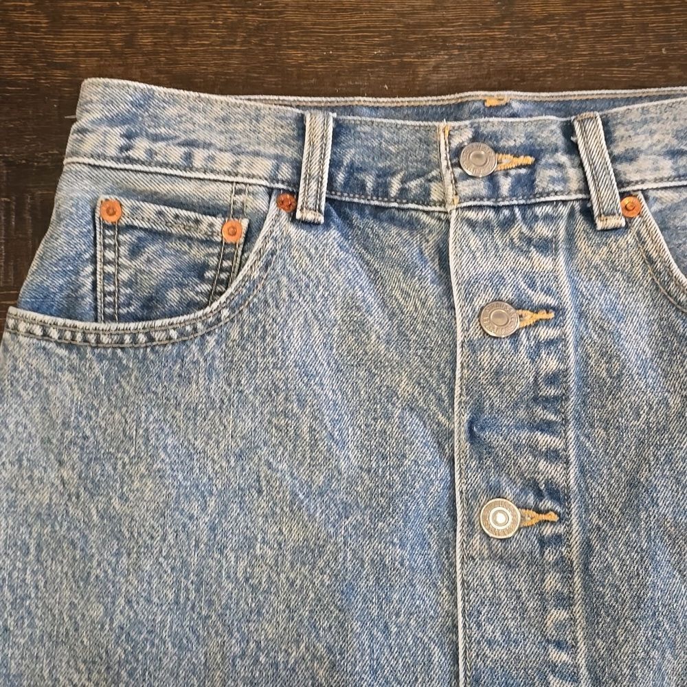 Levi's Denim Button Thru Mom Skirt - Picture 6 of 16